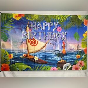 Moana Happy Birthday Backdrop Banner 5x3Ft. (Polyester)
